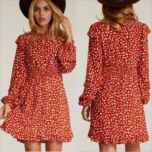 Miss Sparkling Long Sleeve Midi Dress In Red White Polka Dot. NWT! Sz L, XL,XXL